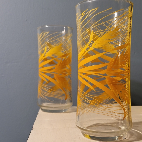 MCM Vintage 2pc Set Libbey Golden Wheat Ice Tea Glasses - Picture 2 of 3